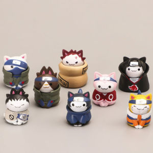 Bandai | Anime 8PCS Naruto Kakashi Uchiha Itachi Gaara Figure Toys Cute Mini Q Version Action Dolls Pvc Model Ornament Birthday Gifts Hot