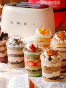 Cốc Kem U Hình Trong Suốt Dùng Một Lần Có Nắp Đậy Cốc Đựng Kem Mousse Cốc Đựng Đồ Ăn Nhẹ DIY Baking Utensils