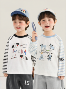 CUTEPANDAS | Áo Thun Dài Tay Sọc Cho Bé Trai và Bé Gái