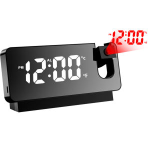 Projection Alarm Clock LED Digital Clock with Ceiling Wall Projection Rechargeable Bedside Clock with Snooze Time & Temperatu
