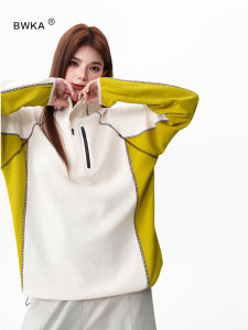 BWKA | Moisture-wicking Color-block Half-zip Long Sleeve T-shirt