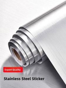 Extra Thick Stainless Steel Frosted Film Silver Gold Brushed Waterproof Moisture Proof Fridge Elevator Door Cabinet Renovation