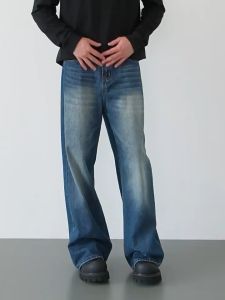 Korean style high quality jeans pants for men straight loose jeans baggy fashion denim comfortable