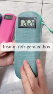 Insulin bag insulated cooler Travel Waterproof with Thermometer Display Portable Refrigerated Medicine Organizer Cooling Bag for Diabetics (Includes 2 reusable ice packs)
