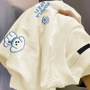 PAZHAOLANG | Plus Size Cartoon Dog Embroidery Style T-Shirt