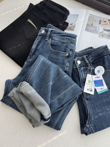 Spring Summer Thin High Waist Slim Straight Leg Wide Leg Jeans Loose Harlan Nine Points Dad Jeans Women Casual Cotton Stretch Denim