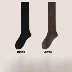 MiiOW | Warm Mid-Calf Womens Socks Autumn Winter Thickened Woolen Coffee Color Suitable For Birkenstock Shoes Knee High Long Tube Socks