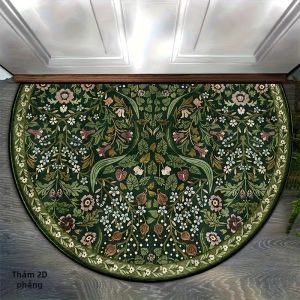 Thảm Trải Sàn Hình Bán Nguyệt VIKAMA Vintage Họa Tiết Hoa Chống Trượt Trong Nhà Ngoài Trời Cho Phòng Khách Phòng Ngủ Ban Công - Thảm Trải Sàn Phong Cách Hiện Đại