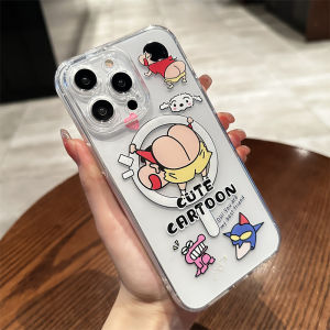 CrashStar MagSafe Funny Cartoon Transparent Clear Soft Phone Case For iPhone 16 15 14 Pro Max Plus 13 12 11 Pro Max Wireless Charging Phone Casing Fashion Shockproof Cover With Full Cover Lens Camera Protection