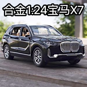 โมเดลรถโลหะผสม BMW X7โมเดลรถจำลอง1:24ของตั้งโชว์รถออฟโรด SUV รถเก๋งหกประตูของเล่นเด็กผู้ชาย