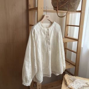 GEBOFU | Áo Sơ Mi Dễ Thương Tay Bồng Thêu Ren