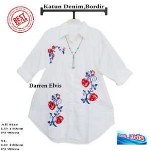Tunik Wanita Putih / Best Seller / Bordir Bunga
