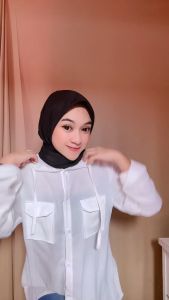 (Sseolshop X Arsya) Roseline kemeja wanita lengan panjang hoodie warna putih dan peach ukuran M L XL XXL jumbo terbaru