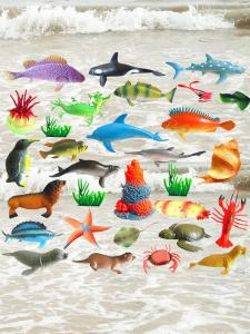 Realistic Underwater Marine Animal Models Toy Dolls for Children Octopus Jellyfish Seal Cuttlefish Penguin Static Animal Figures