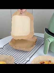 50pcs Air Fryer Special Paper Food Silicon Oil Paper Round Bracket High Temperature Absorbent Paper Baking Accessories