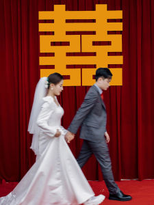 Wedding Venue Decoration Vintage Wine Red Curtain Gold Wedding Characters Photo Background Cloth Celebration Red Fabric