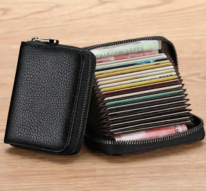 RFID Protected Slim Capacity Wallet For Men Multiple Card Slots Document Pouch