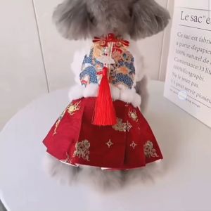 baju imlek anjing kucing dress imlek anjing kucing premiun untuk tahun baru CNY011