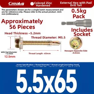 Creaby | Hex Head Self-Drilling Screws for Metal Roofing