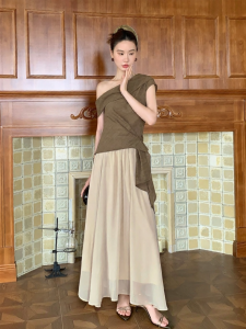 XXNING | French Elegant Flared Ruffled A-line Long Skirt