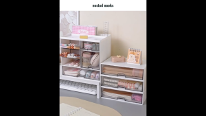 Stackable Pen Pencil Stationery Holder Office Desktop Organizer Storage Box with Transparent Drawers for Home Study Desk