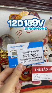 ( FREESHIP ) Sim 4G Vinaphone Trọn Gói 1 Năm 12D159V / 12THAGA70N / D500 / 12YOLO100M / U1500 / 12SODA / 12VD120M Miễn Phí Data + Nghe Gọi - Sử Dụng 1 Năm Không Tốn Phí Nạp Hàng Tháng . FREESHIP - CHƯA KÍCH HOẠT.