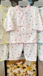 (3-9Kg) - SET 3 Bộ Quần Áo Sơ Sinh Cotton Tay Dài Nút Xéo Họa Tiết JOU cho bé trai bé gái - Chất vải mềm mịn thoáng mát