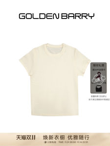 Golden Barry Minimalist round Neck Short Sleeve T-Shirt Classic Commute Clean Version Versatile Basic Summer Top for Women