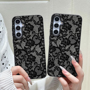 Phone Case for Samsung Galaxy S26 S25 S23 Ultra S24 FE A57 A56 A55 5G A07 A06 A15 4G Cases Full Black Lace Multiple Border Color