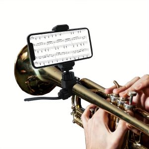 Adjustable Trumpet Phone Music Lyre Clamp Low Brass Lyre for CornetClarinetTrombone (Round Pipe Diameters0.4-2.2inch Adjutable