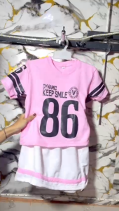 setelan anak perempuan model jersey rugby dengan motif angka usia 6 bulan sampai 6 tahun viral