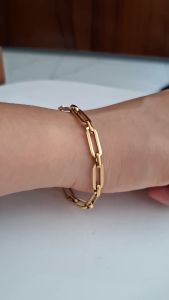 Gelang Titanium Wanita Rante Paperclip Simple Elegan Awet Anti Karat gt330