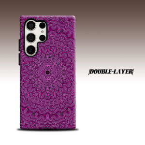 Pink Mandala Line Tile For Samsung Galaxy S26 S25 S24 A56 A36 Dual Layer Luxury Fashion Full Lens Protective Case