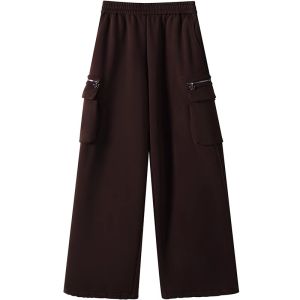 SOLWEIGE | SOLWEIGE Original Workwear Fleece Lined Cotton Sweatshirt Tapered Wide Leg/Pooling Processed Long Pants High Waist Long Trousers