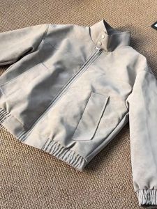 American Style Zip-up Batik PU Jacket Thick Warm Winter Coat