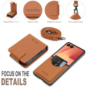 2 in 1 Crossbody Leather Wallet Case for Samsung Galaxy Z Flip 7 Fe 6 5 4 3 Fe Flip7 Flip6 Flip5 Flip4 Card Slots Phone Cover