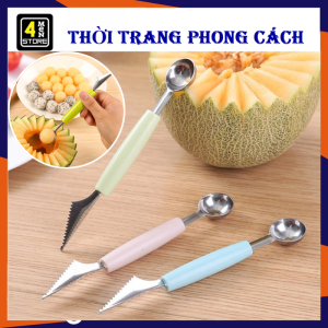 Thìa Tạo Hình Hoa Quả Múc Kem 2 Đầu Bằng Thép Không Gỉ - Dao Tỉa Rau Củ Quả Muỗng Tạo Hình 2in1 - Dụng Cụ Tỉa Hoa Tạo Kiểu Bông Đa Năng Tiện Lợi