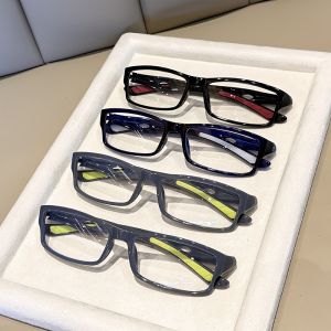 【+100~+400】4 Pairs of Male and Female Sports Reading Glasses - Anti Blue Light Anti Slip Rectangular Frame