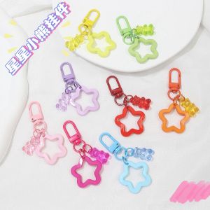 Colorful Bear Star Acrylic Keychain Pendant Earphone Case Airpods Decoration Cute Bag Accessory Creative Gift Festival Supplies