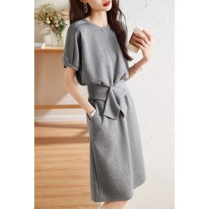 Tailored Waist Slimming Versatile Round Neck Set Dress