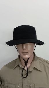 Topi Rimba Lapangan Warna Hitam Bahan Ripstop Tanpa Perekat / Velcro - Quickdry