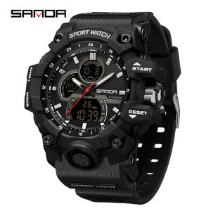 Sanda | SANDA Men Military Watch Digital 50m Waterproof Wristwatch LED Quartz Clock Sport Watch Male Big Watches Men Relogios Masculino