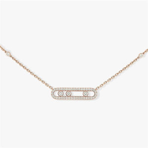 S 925 sterling silver plated 18K rose gold French classic jewelry womens necklace. Luxury holiday gifts. MOVE Stone