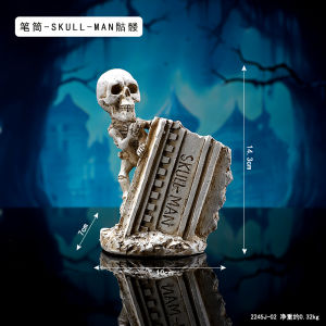 Halloween Skull Decoration Pencil Vase Decoration Resin Creative Retro Desktop Pencil Brush Watercolor Pen Storage Container