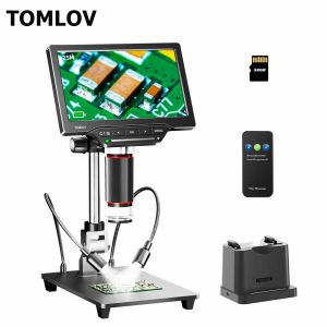 TOMLOV DM201 Max 25MP Digital Microscope 7 inch LCD Digital Coin Microscope with IPS Screen Bottom Transmitted Light Soldering Microscope for PC/TV Compatible