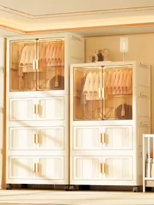 Trove Life Kids Foldable Plastic Wardrobe 70/80Cm Storage Wardrobe With Wheels & Large Capacity Minimalist Practical
