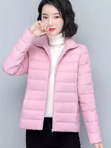 เสื้อแจ็คเก็ตผ้าฝ้ายทรงสลิมฟิตสำหรับผู้หญิง ฤดูใบไม้ร่วง/ฤดูหนาว เสื้อคลุมกันหนาวแบบใหม่ อบอุ่น น้ำหนักเบา แขนยาว ปกติ