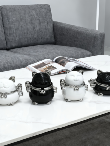 Ashtray Cat Fortune Teller Lớp Phủ Chống Bụi Có Nắp Thiết Kế Hiện Đại Đơn Giản Trang Trí Phòng Khách Văn Phòng Vật Dụng Nhà Bếp