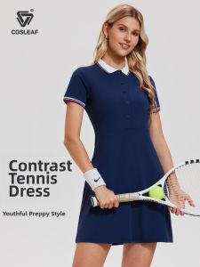 COSLEAF | Contrast Color Loose Waist-cinching Breathable Fitness Dress