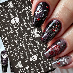1Pcs Gothic Skull Butterfly Letter Nail Stamp Plate Stainless Steel Nails Template Halloween English Letters Manicure Print Tool